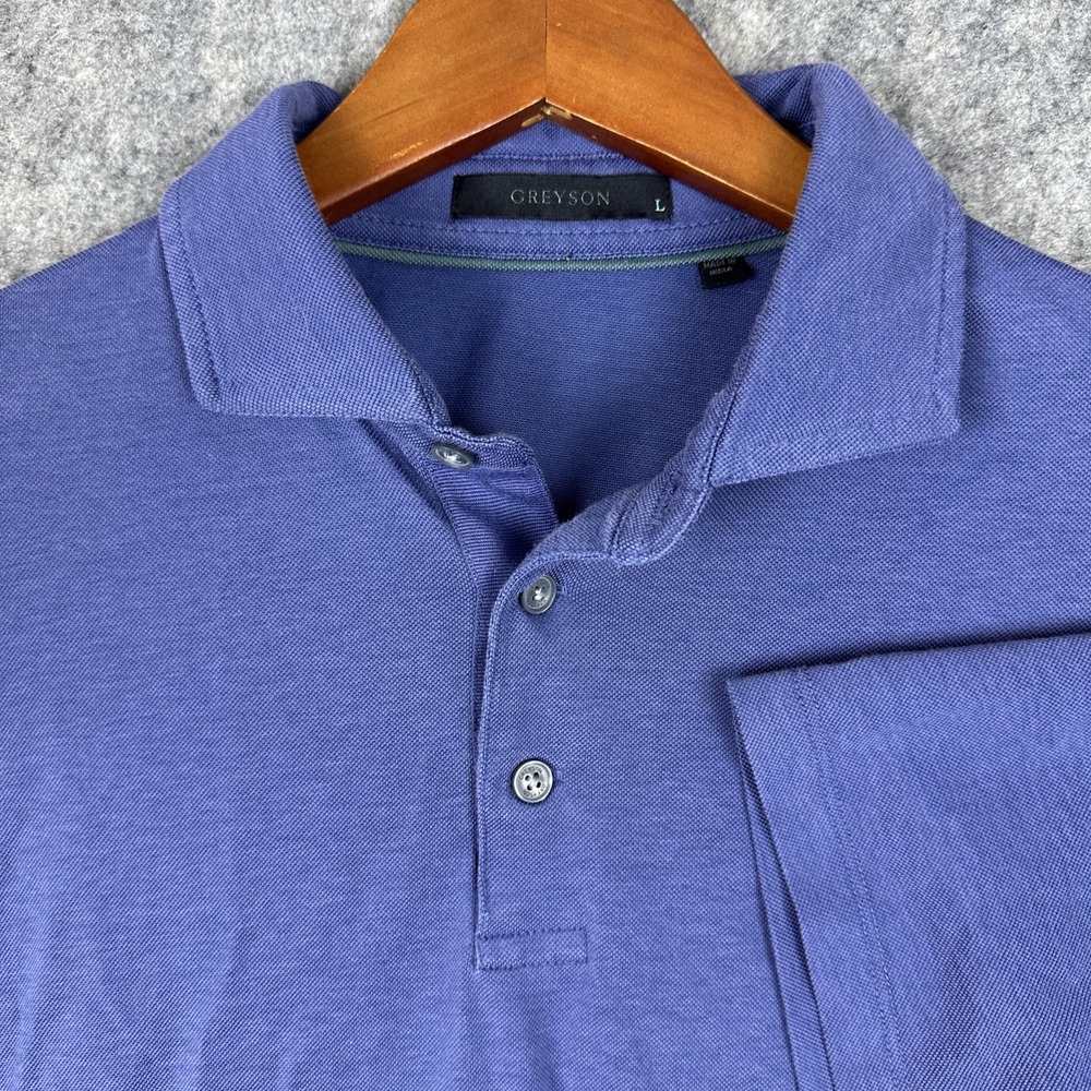 Greyson Golf Polo Shirt Mens L Blue Performance Cooling Stretch Brrr Preppy